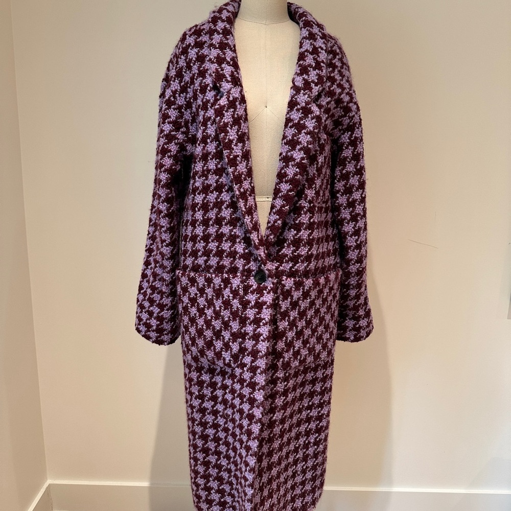 Smythe Duster Coat – Amethyst Houndstooth | Size XS